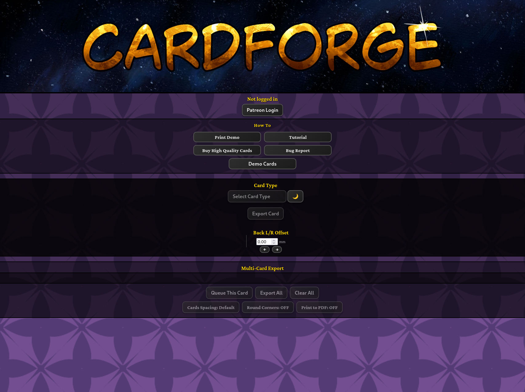Main interface, default view