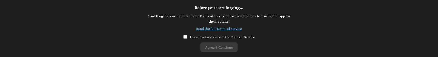 Terms of Service screen